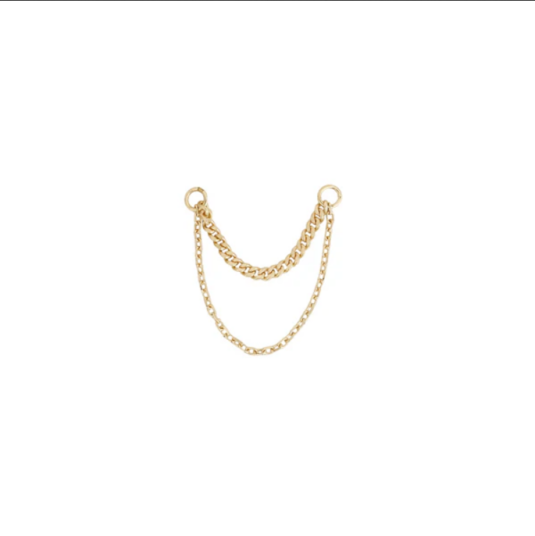 Diamond Cut + Side Chain - 14k Gold